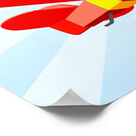 Red Biplane Graphic met Blue Star Burst Poster (Hoek)