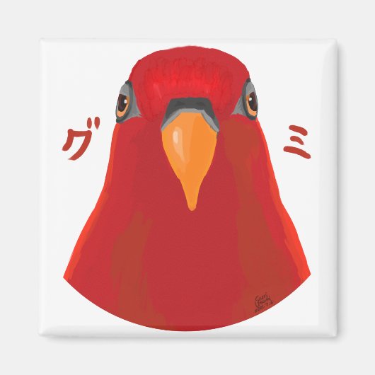 Red birb "GUMI" Magneet (Voorkant)