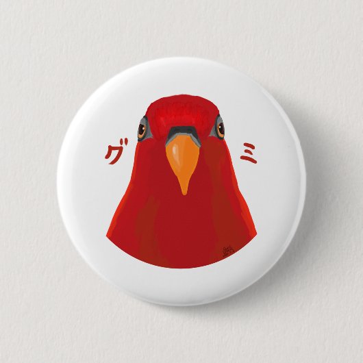 Red birb "GUMI" Ronde Button 5,7 Cm (Voorkant)