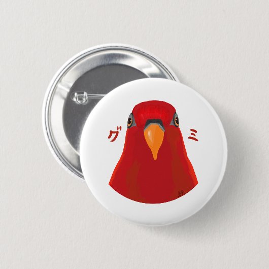 Red birb "GUMI" Ronde Button 5,7 Cm (Voorkant /achterkant)