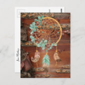 Red Birch Bark Brown en Turquoise Dreamweaver Briefkaart (Voorkant / Achterkant)