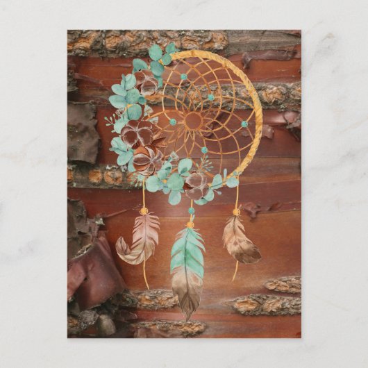 Red Birch Bark Brown en Turquoise Dreamweaver Briefkaart (Voorkant)