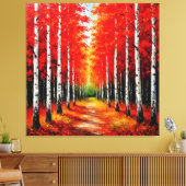 Red Birch Forest Pathway Het vastleggen van de sch Canvas Afdruk (Insitu (Woonkamer))
