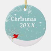 Red Bird 1st Christmas Couples Foto Ornament (Voorkant)