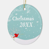 Red Bird 1st Christmas Couples Foto Ornament (Links)