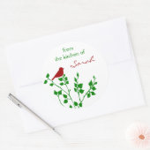 Red Bird aangepaste naam kerst inblikken Stickers (Envelop)