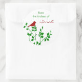 Red Bird aangepaste naam kerst inblikken Stickers (Tas)
