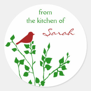 Red Bird aangepaste naam kerst inblikken Stickers