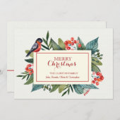 Red Bird and Berries Holiday Kaart (Voorkant / Achterkant)