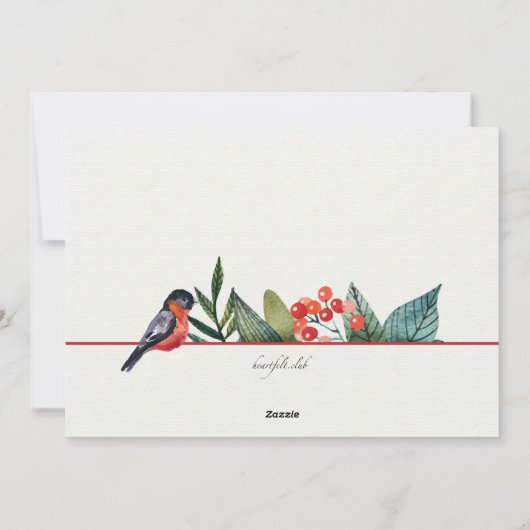 Red Bird and Berries Holiday Kaart (Achterkant)