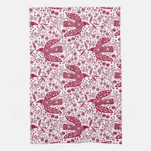 Red Bird Art Theedoek (Verticaal)