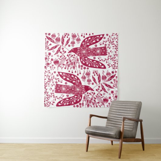 Red Bird Art Wandkleed (In situ)