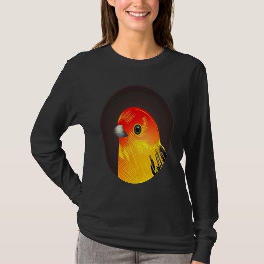 Red bird as portrait in round frame t-shirt (Voorkant)