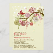  Red Bird Bridal Shower Invitation Kaart (Voorkant / Achterkant)
