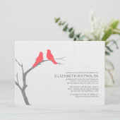 Red Bird Bridal Shower Invitations Kaart (Staand voorkant)