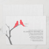 Red Bird Bridal Shower Invitations Kaart (Voorkant / Achterkant)