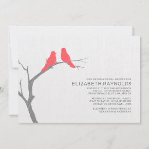 Red Bird Bridal Shower Invitations Kaart