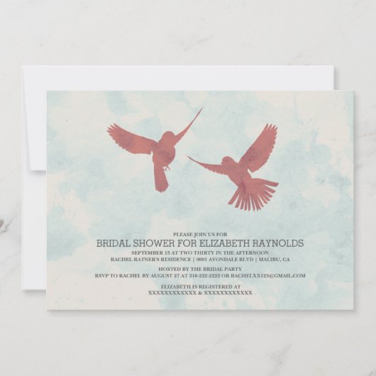 Red Bird Bridal Shower Invitations Kaart (Voorkant)