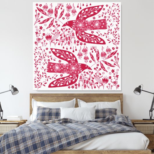 Red Bird Canvas Afdruk (Insitu (Slaapkamer))
