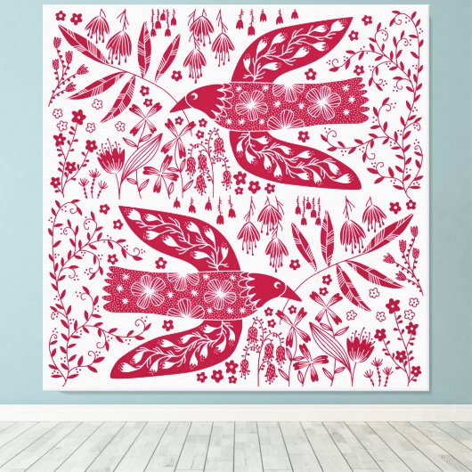 Red Bird Canvas Afdruk (Insitu (Houten vloer))