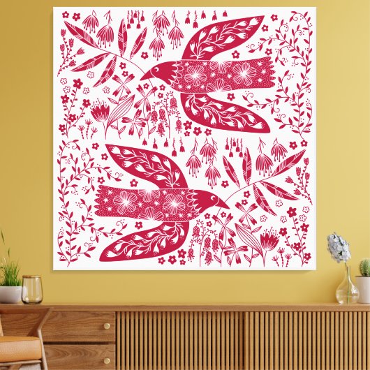 Red Bird Canvas Afdruk (Insitu (Woonkamer))