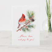 Red Bird Cardinal Christmas Folded Greeting Card Kaart (Voorkant)