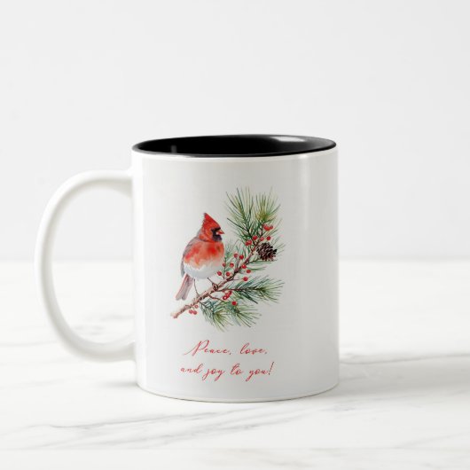 Red Bird Cardinal Christmas Mug Tweekleurige Koffiemok (Links)