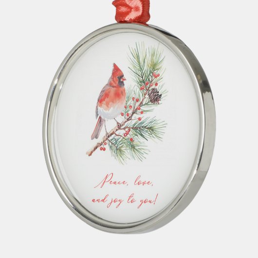 Red Bird Cardinal Christmas Ornament (Links)