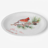 Red Bird Cardinal Christmas Paper Plate Papieren Bordje (Gekanteld)