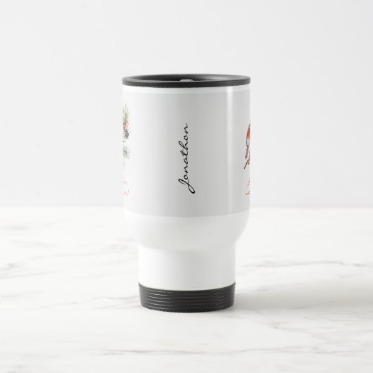Red Bird Cardinal Christmas Travel Mug Reisbeker (Center)