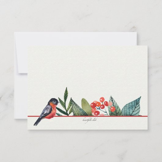 Red Bird en Berries Hartelijk dank Bedankkaart (Achterkant)