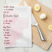 Red Bird en Pink Cherry Blossoms uitnodiging Theedoek (Quarter Fold)