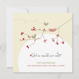 Red Bird Family's nieuwe nesten op Tree Home Movin Aankondiging