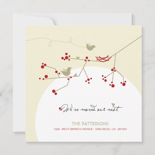 Red Bird Family's nieuwe nesten op Tree Home Movin Aankondiging (Voorkant)