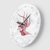 Red Bird & Floral Pattern Wall Clock Grote Klok (Hoek)