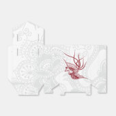 Red Bird & Henna Swirl Favor Box Bedankdoosjes (Uitgevouwen)