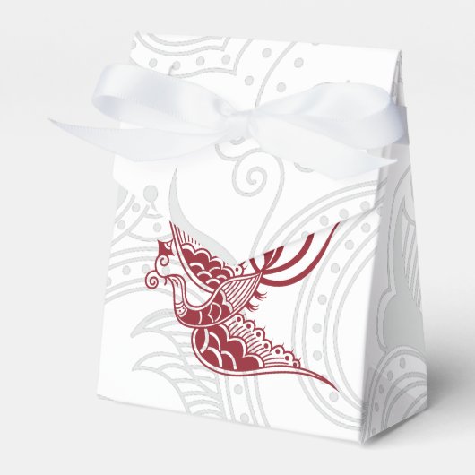 Red Bird & Henna Swirl Favor Box Bedankdoosjes (Voorkant Zijde)
