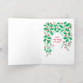 Red Bird & Holly gevouwen Folie vakantie Kaart (Binnenlaag)