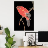 Red Bird Japanese Style Vintage Wall Art Poster (Thuiskantoor)