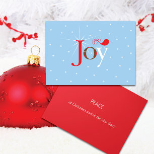 Red Bird Joy Snow Feestdagen Kaart