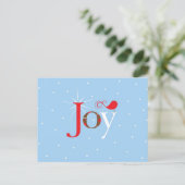 Red Bird Joy Snowflakes Feestdagenkaart (Staand voorkant)