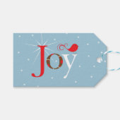 Red Bird Joy Typography Holiday Cadeaulabel (Voorkant (Horizontaal))