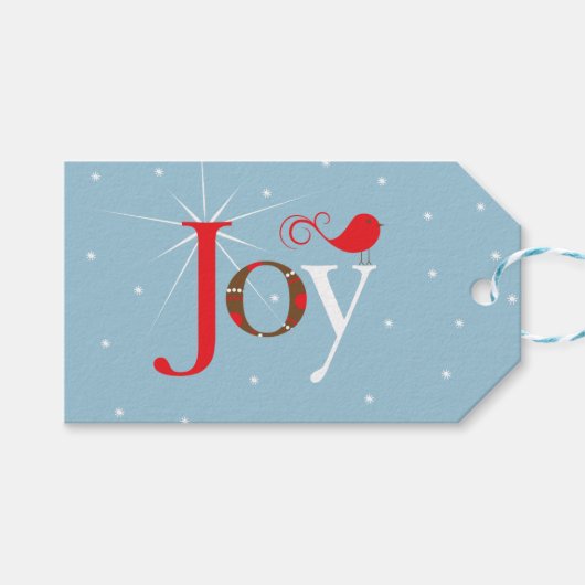 Red Bird Joy Typography Holiday Cadeaulabel (Voorkant (Horizontaal))