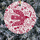 Red Bird Keramisch Ornament<br><div class="desc">Rode en witte duiven voor vrede. Originele kunst van Nic Squirrell.</div>
