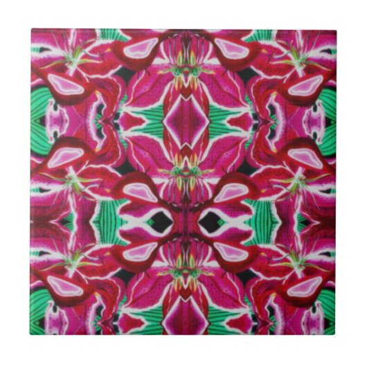 Red Bird Lily Tile Tegeltje (Voorkant)