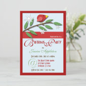 Red Bird on Branch - Birthday Party Invitations Kaart (Staand voorkant)