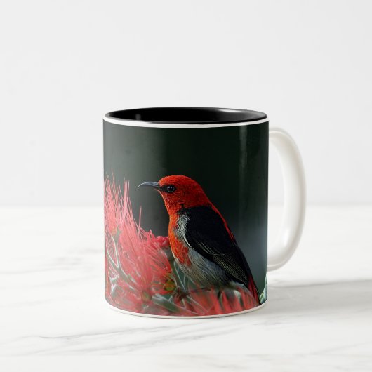 Red Bird on Branch – Elegante Natuur Mok (Voorkant rechts)