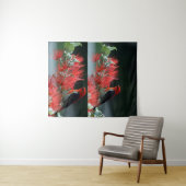 Red Bird op Green Branch Wall Art - Opvallend Wandkleed (In Situ (horizontaal))