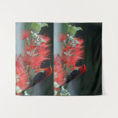 Red Bird op Green Branch Wall Art - Opvallend Wandkleed (Voorkant (horizontaal))