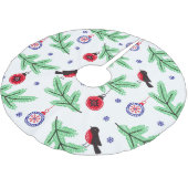 Red Bird op Pine Branch met Ornamenten Kerstboom Rok (Gekanteld)
